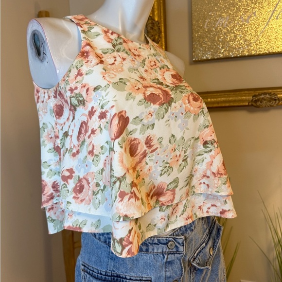 GUESS Floral Vintage Rose Garden Sleeveless Top XS - Picture 5 of 5